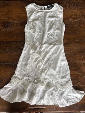 SHEIN White Eyelet Ruffle Hem Dress